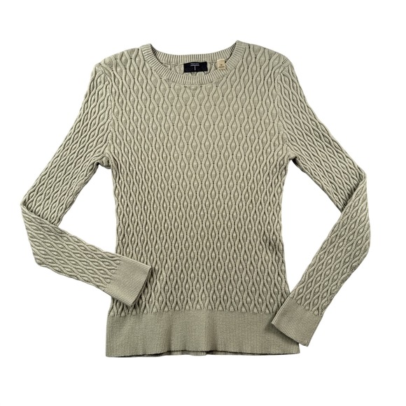 Tahari Sweaters - Tahari Sweater Womens M Pullover Long Sleeve Lightweight Stretchy Cotton Neutral